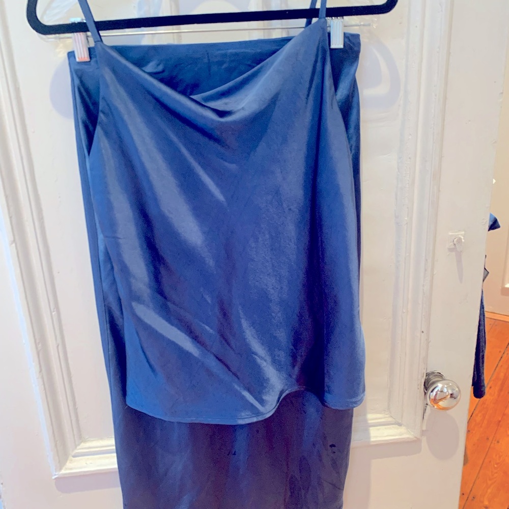Satin blue two piece set